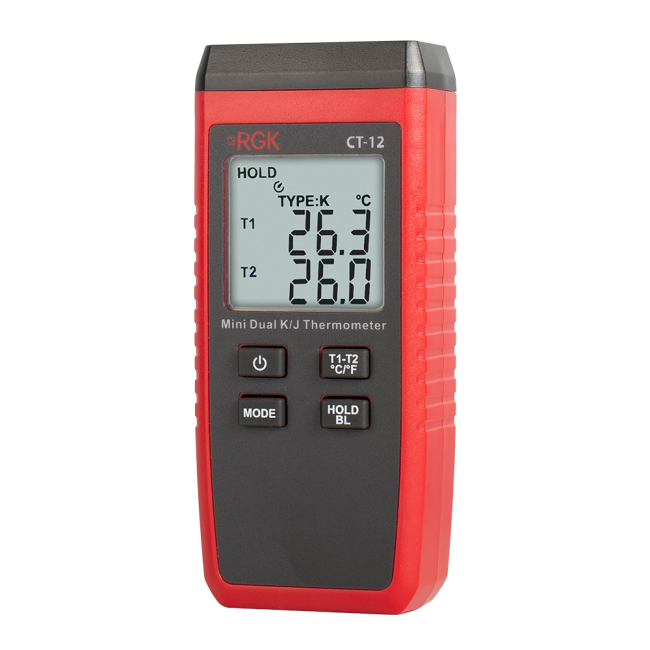 Термометр RGK CT-12 с погружным зондом температуры TR-10W и поверхностным зондом TR-10S с поверкой