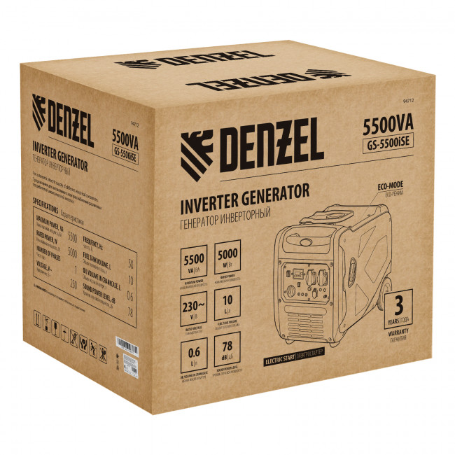 Генератор инверторный GS-5500iSE, 5,5 кВт Denzel