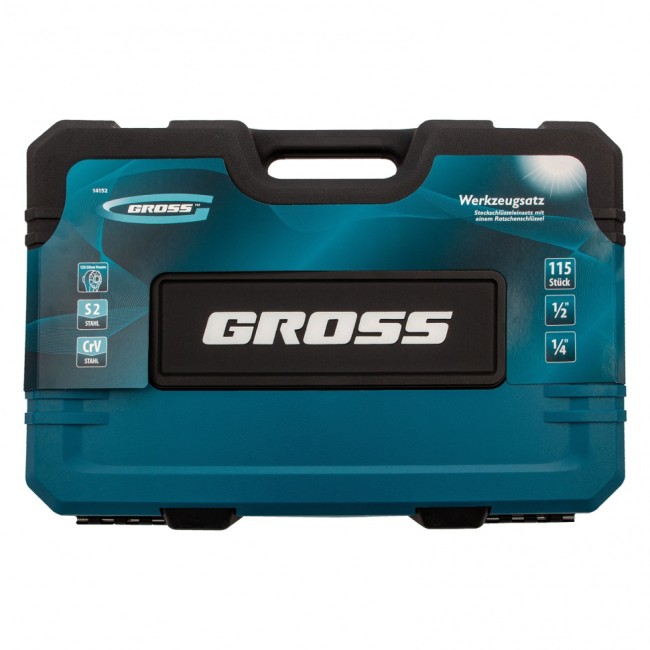 Набор инструментов 1/4", 1/2", CrV 115 предметов Gross Набор инструментов 1/4", 1/2", CrV 115 предметов Gross