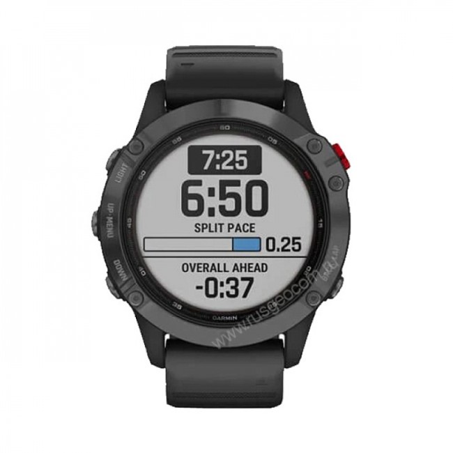 Часы Garmin Fenix 6 Pro Solar серые с черным ремешком
