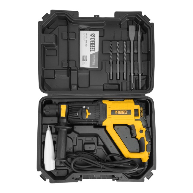 Перфоратор электрический RHB-1050-30, SDS-plus, 1050 Вт, 3,4 Дж, 4 реж. Denzel Перфоратор электрический RHB-1050-30, SDS-plus, 1050 Вт, 3,4 Дж, 4 реж. Denzel