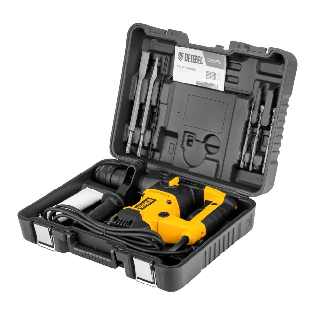 Перфоратор электрический RHVB-1250-32, SDS-plus, 1250 Вт, 5,5 Дж, 4 реж. Denzel Перфоратор электрический RHVB-1250-32, SDS-plus, 1250 Вт, 5,5 Дж, 4 реж. Denzel