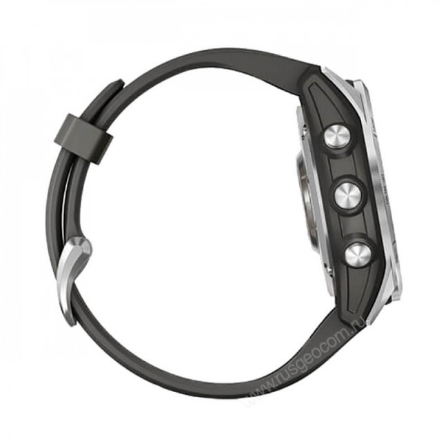 Часы Garmin Fenix 7S серебристый с графитовым силиконовым ремешком