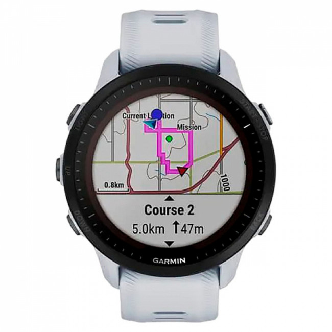 Часы Garmin Forerunner 955 Solar с белым ремешком Часы Garmin Forerunner 955 Solar с белым ремешком