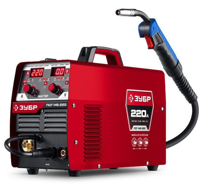 Полуавтомат сварочный, с газом / без газа ПСГ-М8-220 ЗУБР MASTER, MIG / MAG, FCAW, MMA, TIG, 220 А Полуавтомат сварочный, с газом / без газа ПСГ-М8-220 ЗУБР MASTER, MIG / MAG, FCAW, MMA, TIG, 220 А
