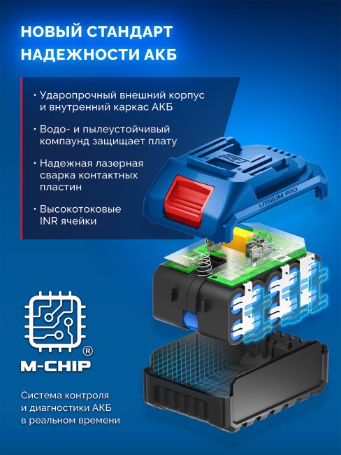 Аккумулятор ЗУБР ПРОФЕССИОНАЛ Power PRO, 20 В, 2.0 А·ч (BP-P-20-2)