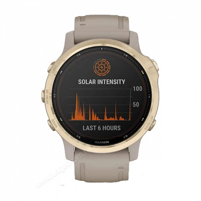 Часы Garmin Fenix 6S Pro Solar золотистый с песочным ремешком