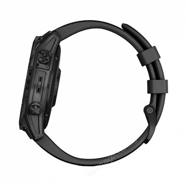 Часы Garmin Fenix 7 Sapphire Solar титановый черный DLC с черным ремешком