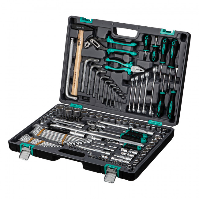 Набор инструментов 1/2",3/8", 1/4", CrV 142 предмета Stels Набор инструментов 1/2",3/8", 1/4", CrV 142 предмета Stels